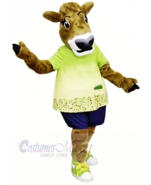 Gurt Cow with Green T-shirt Mascot Costumes	
