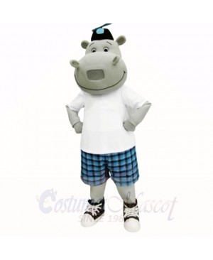 Sunny Hippo with White Shirt Mascot Costumes Cartoon
