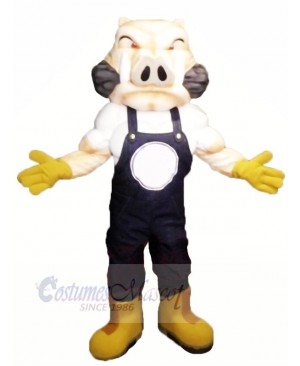 Fierce Hog with Yellow Gloves Mascot Costumes Adult