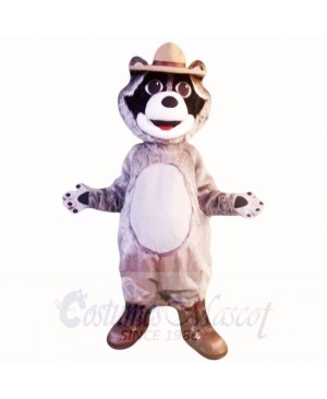 Grey Raccoon with Hat Mascot Costumes Cartoon