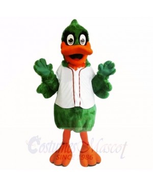 Green Duck with White Shirt Mascot Costumes Cartoon