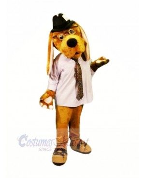 Brown Dog with Glasses Mascot Costumes Cartoon	