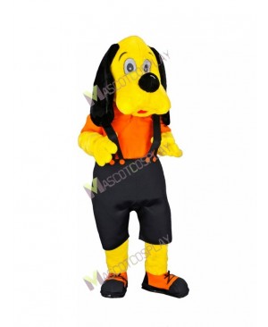 High Quality Adult Ori Dog Yellow Dog in Black Overalls Mascot Costume