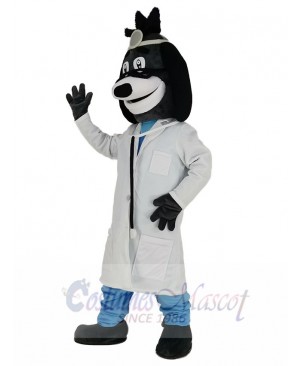 Doctor Dog with Black Glasses Mascot Costume Animal