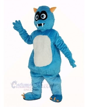 Fluffy Blue Monster Mascot Costume Cartoon