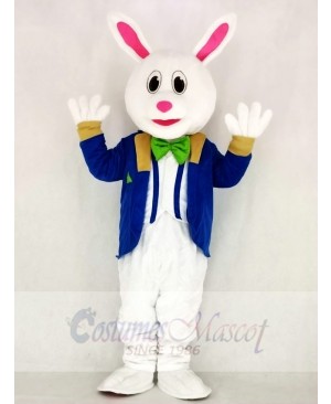 Funny Easter Bunny Rabbit with Blue Suit Mascot Costume School 	