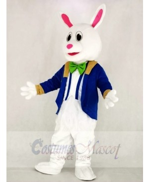 Funny Easter Bunny Rabbit with Blue Suit Mascot Costume School 	