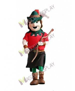 High Quality Adult Robin Hood Mascot Costume in Green Hat