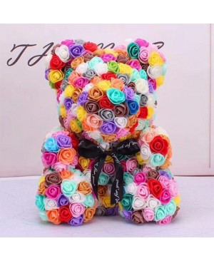 Newstyle Rose Teddy Bear Flower Bear Multicolor #2 Best Gift for Mother's Day, Valentine's Day, Anniversary, Weddings and Birthday