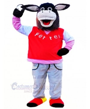 Black Donkey with Long Ears Mascot Costumes Animal