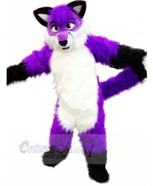 Purple Wolf Husky Mascot Costumes Cartoon