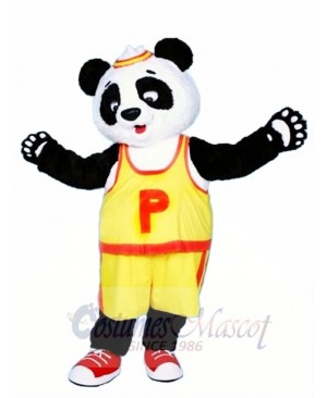 Yellow T shirt Panda Mascot Costume 