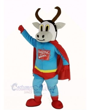 Super Cow Cattle with Red Cloak Mascot Costume