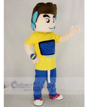 Earphone Computer Boy Mascot Costume People