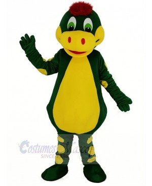 Green Dinosaur with Yellow Belly Mascot Costume Animal