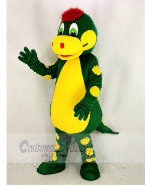 Green Dinosaur with Yellow Belly Mascot Costume Animal