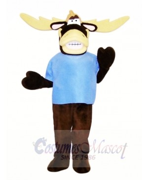 Funny Moose with Blue T-shirt Mascot Costumes Animal