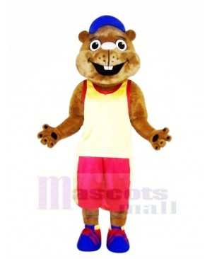 Brown Marmot with Sports Suit Mascot Costumes