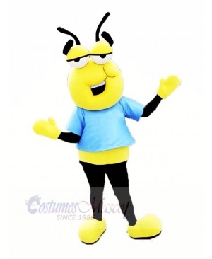 Lazy Bee with Blue T-shirt Mascot Costumes Cartoon