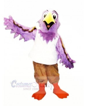 Purple Eagle with White Vest Mascot Costume Cartoon