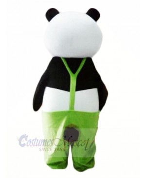 Cute Panda with Green Coat Mascot Costume Cheap