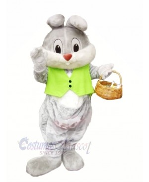 Christmas Bunny with Green Vest Mascot Costumes Animal