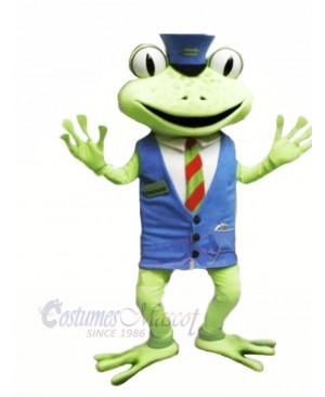 Frog with Blue Vest Mascot Costumes