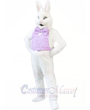 Confident White Bunny Rabbit Mascot Costumes Animal