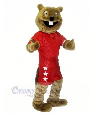 Brown Beaver with Red Suit Mascot Costumes Cheap