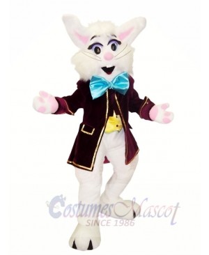 White Bunny with Blue Bowknot Mascot Costumes Animal