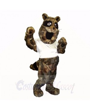 Sport Racoon with White Shirt Mascot Costumes Cartoon