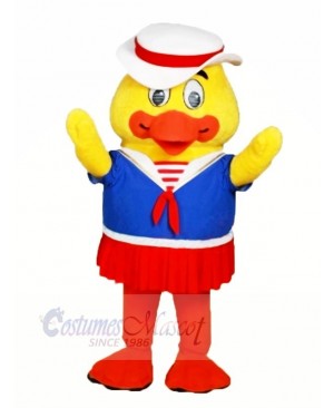 Mama Duck with White Hat Mascot Costume Cartoon