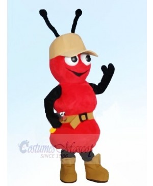 Red Ant with Hat Mascot Costumes Cartoon