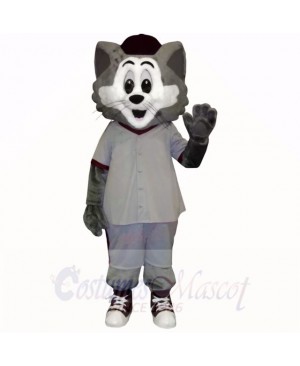 Grey and White Cat with Big Eyes Mascot Costumes Cartoon