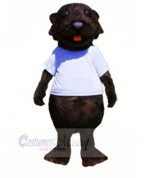 Sporty Beaver Black Mascot Costumes Cartoon	