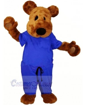 Brown Teddy Bear with Blue Suit Mascot Costumes Animal