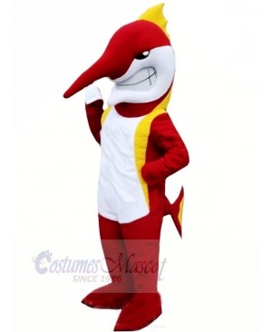 Red Marlin Fish Mascot Costume Cartoon