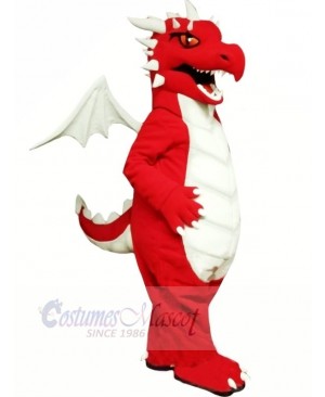 Red Dragon with White Wings Mascot Costumes Cartoon