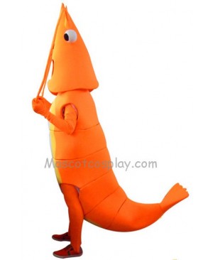 Orange Shrimp Mascot Character Costume Fancy Dress Outfit
