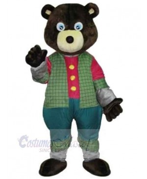 Bear in Green Vest Mascot Costume For Adults Mascot Heads