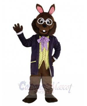 Mr.Bunny Rabbit in Purple Tuxedo Mascot Costume Animal