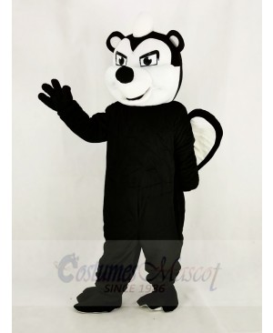 Realistic Black Stinky Skunk Mascot Costume Cartoon