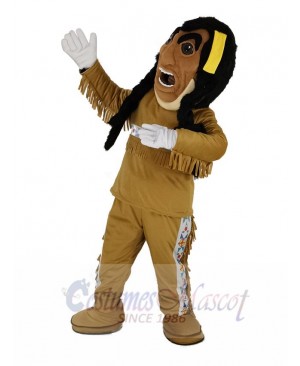 Funny Yellow Feathers Indian Mascot Costume