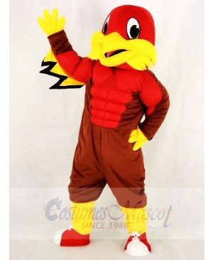 Cute Red Eagle with Blue Eyes Mascot Costume School