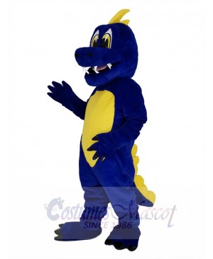 Dark Blue Dinosaur with Yellow Belly Mascot Costume