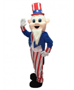 Hot Sale Adorable Realistic New Uncle Sam Patriotic Mascot Costume with Black Tuxedo