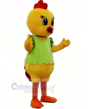 Yellow Chicken with Green Vest Mascot Costumes Cheap