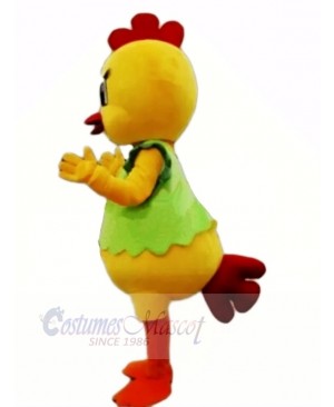 Yellow Chicken with Green Vest Mascot Costumes Cheap