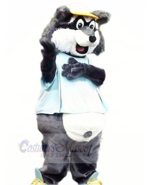 Grey Raccoon with Yellow Hat Mascot Costumes	