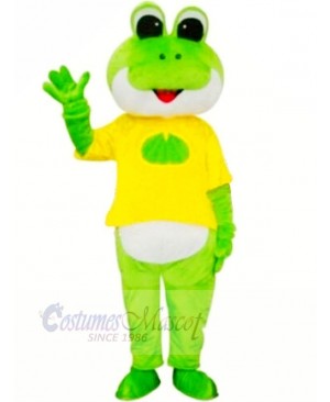 Frog with Yellow T-shirt Mascot Costumes